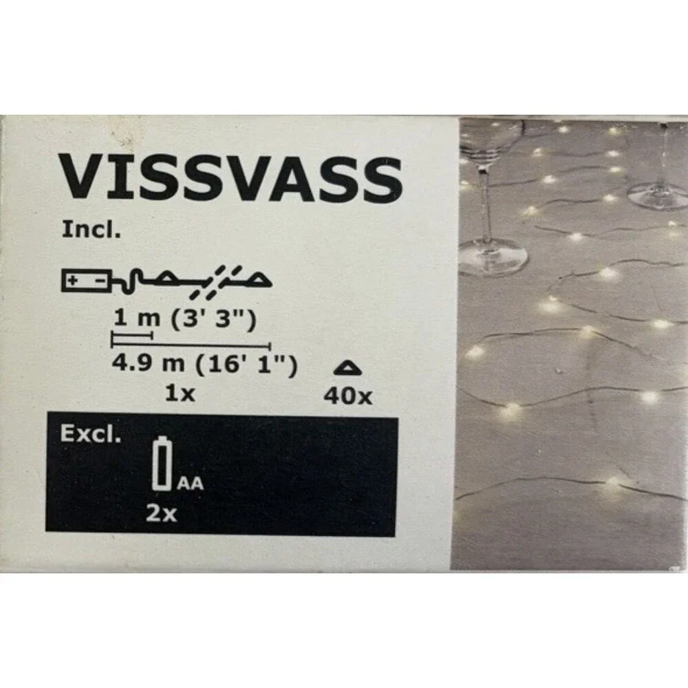IKEA VISSVASS LED Indoor String/Wire Lights Warm White Battery Operated